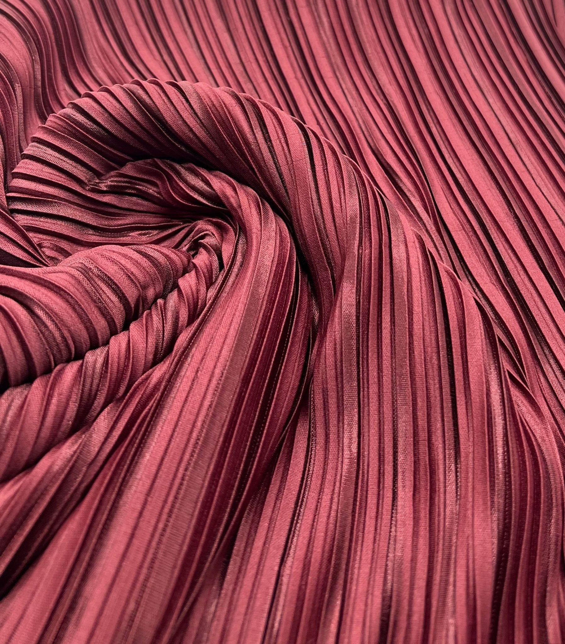 Burgundy Wide Plisse Pleated Stretch Fabric - T9 Fabrics